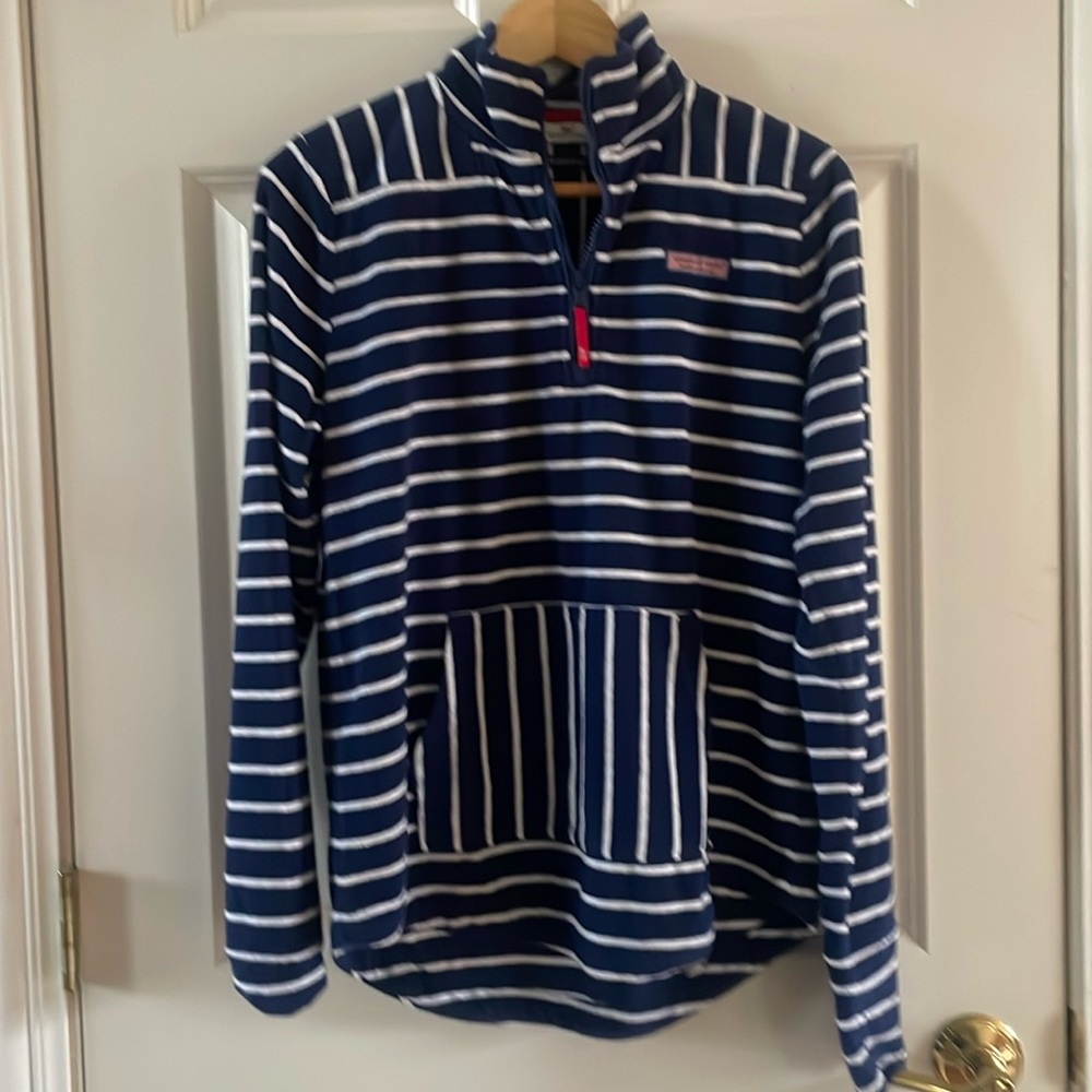 Vineyard Vines Navy Striped Terry Pullover Shep Shirt